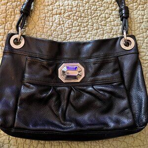 B.Makowsky Black Leather Shoulder Bag